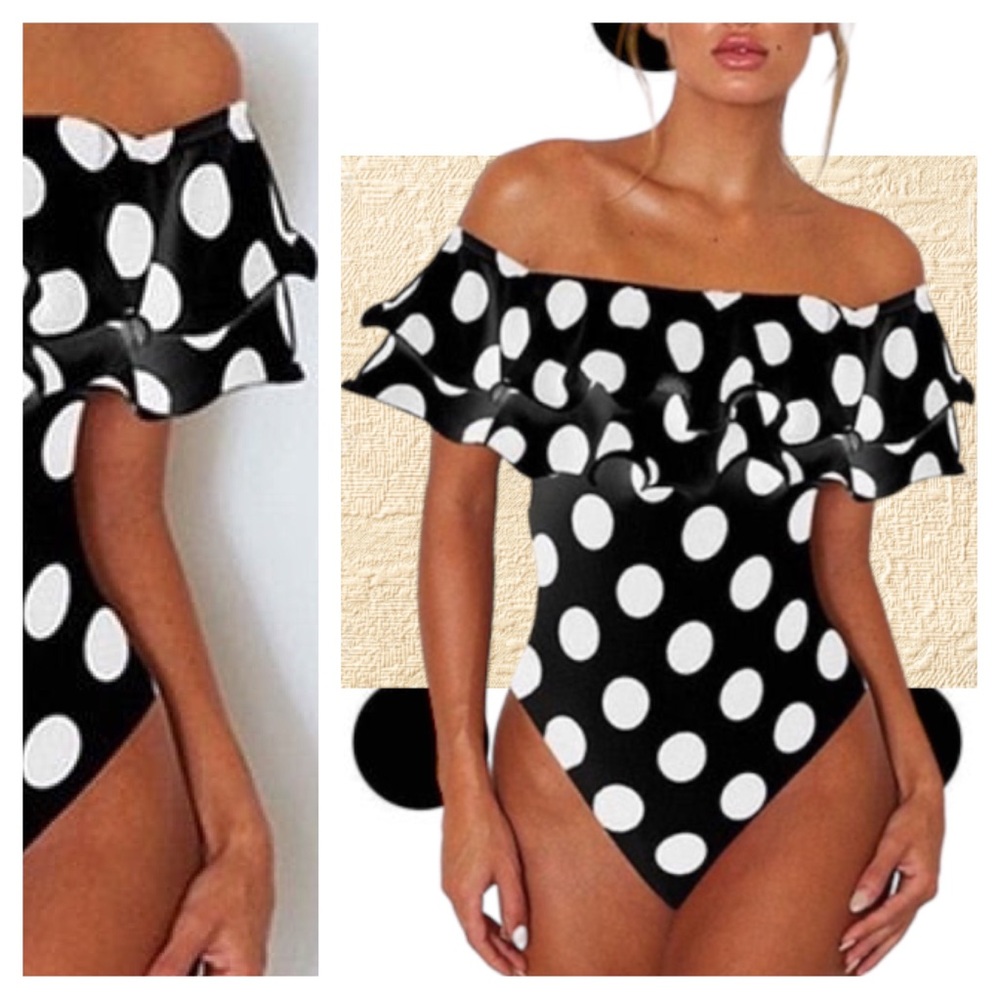 Tiered Ruffle Polka Dot Plus Size One-Piece Retro  Mod Vacay Resort Bathing Suit